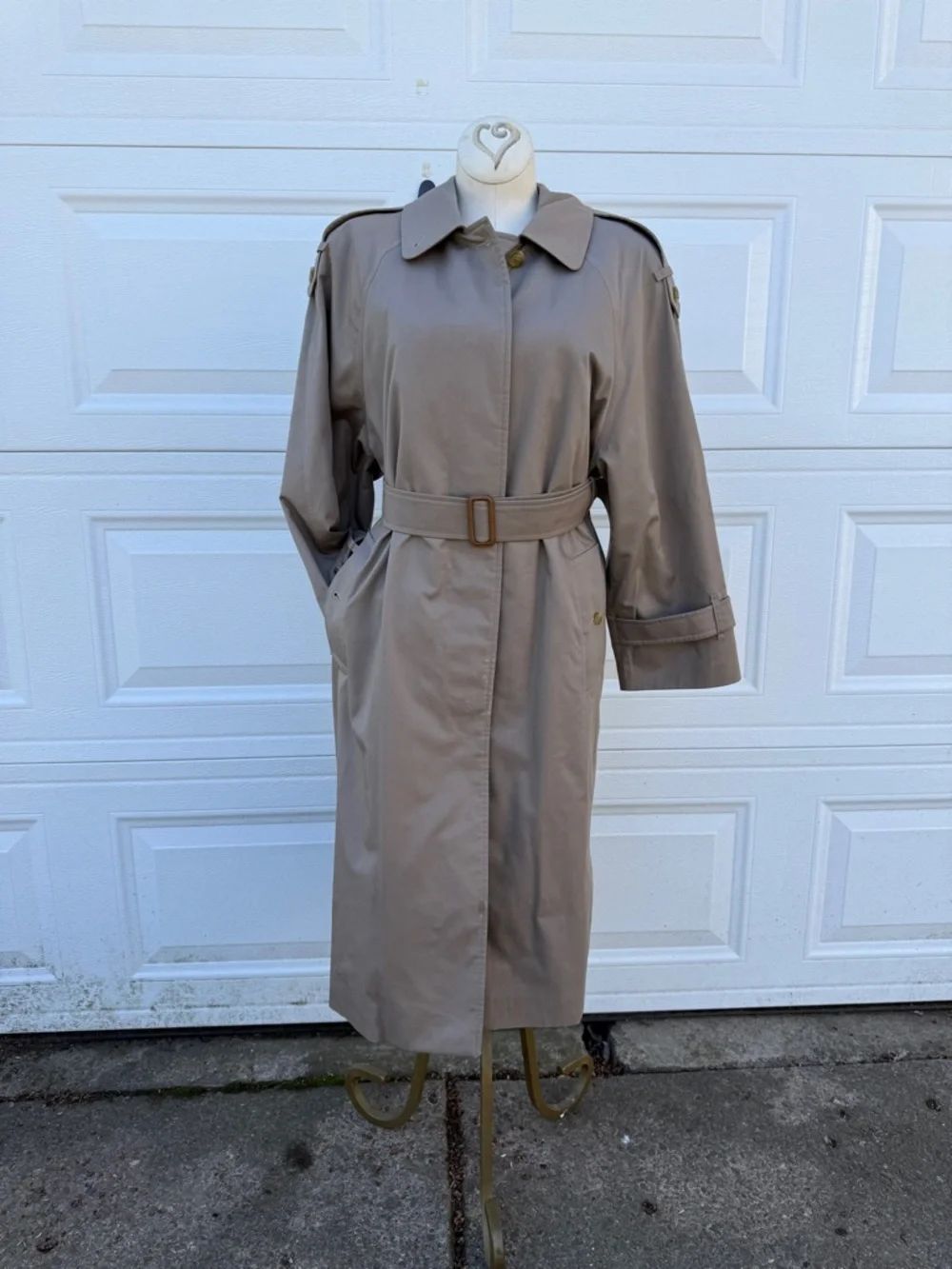 Vintage Burberrys Trench Coat Womens 10 Petite Beige Nova Check Lined Belted - Picture 2 of 14